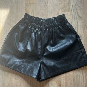 NWOT Amazon Black Leather Shorts